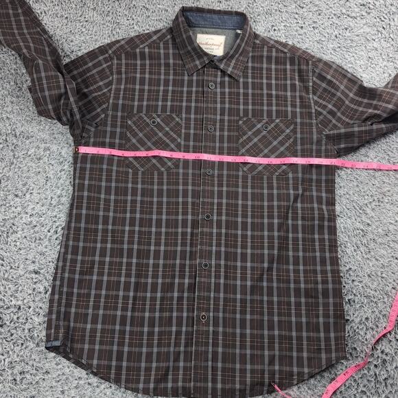 Weatherproof Vintage Shirt Men Medium Brown Casual Plaid Button Down Preppy - Picture 3 of 6